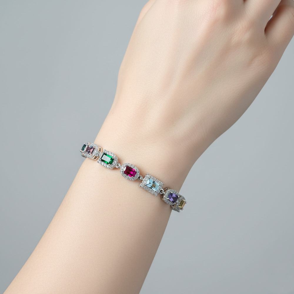 Multicolour Gemstone Tennis Bracelet