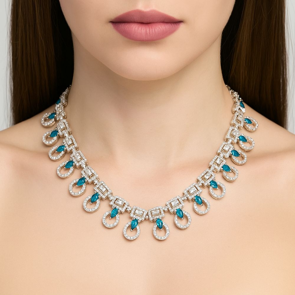 Blue Gemstone Drop Necklace