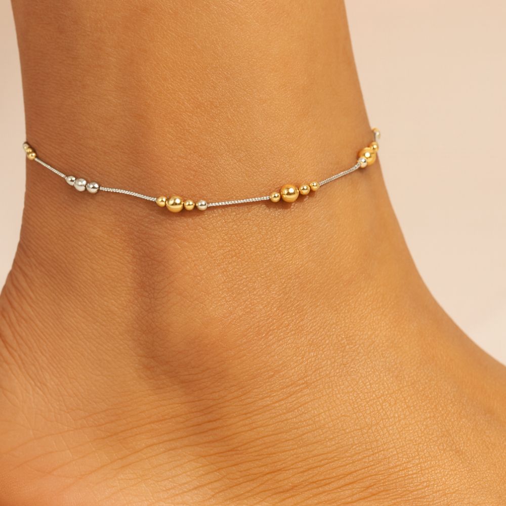 Layered Gold Bead Anklet